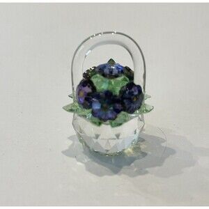 Iris Arc Crystal Basket of Violets Miniature 1 1/4" Beautiful
